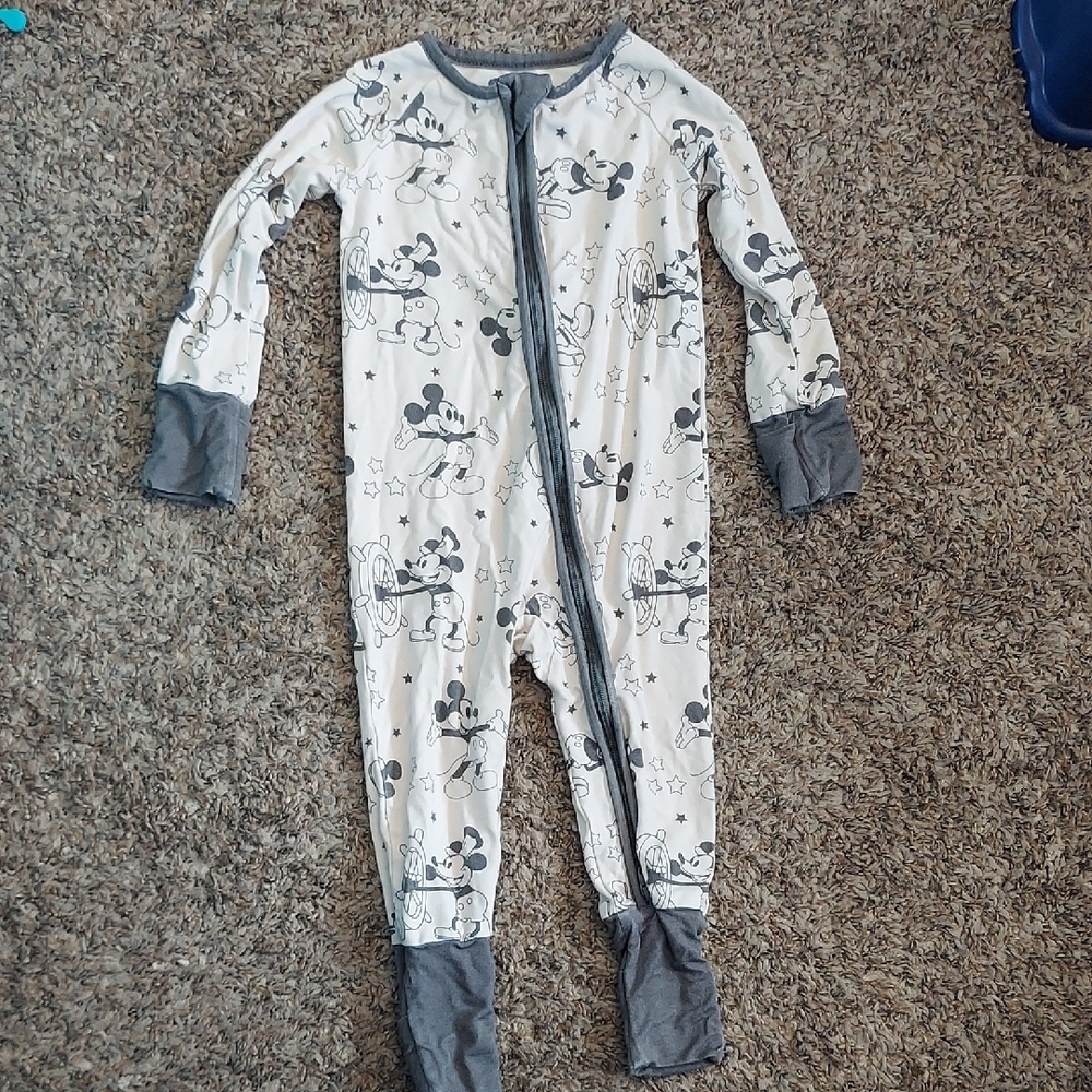 Disney Mickey Mouse/Steam Boat Willie, Kids One Piece Bamboo in Gray and Cream